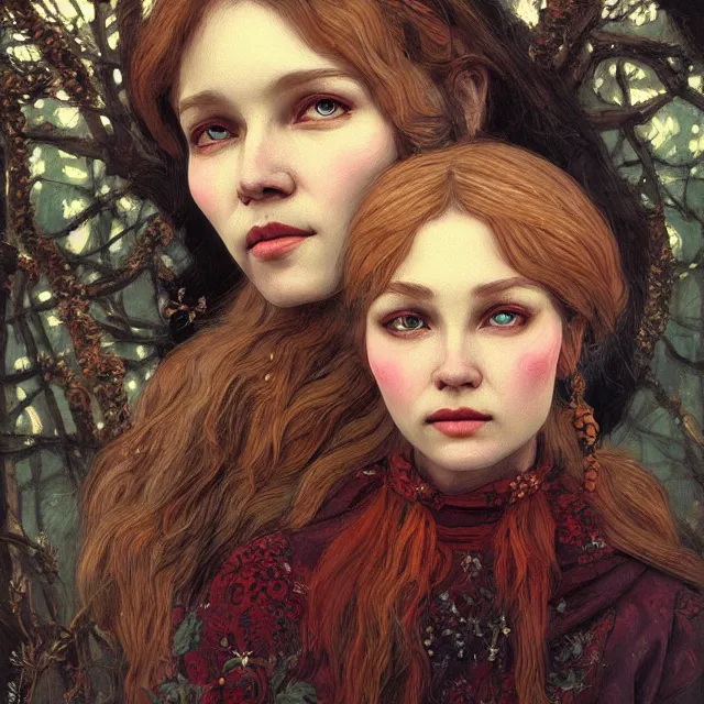 Image similar to russian folk fairytales, an ultrafine detailed painting, academic art, detailed realistic faces, artstation, by pavel korin, viktor vasnetsov