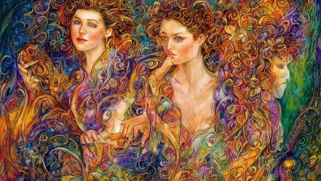 Prompt: self portrait by Josephine Wall.