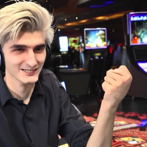 Image similar to really handsome gigachad xqc gigachad gambling : : realistic : : 1 dslr : : 1 - - quality 2