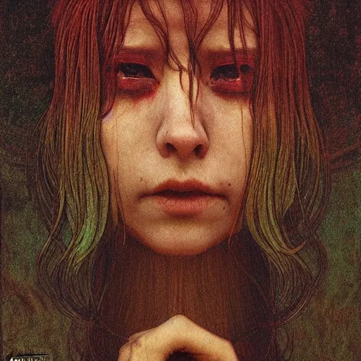 Prompt: by waterhouse, by beksinski, by mucha, high quality, color photography portrait of modern yokai, facing camera, photorealistic, highly detailed, haunting, occult, extremely detailed, intricate, dramatic lighting, volumetric lighting, cinematic atmosphere, octane render, 8 k