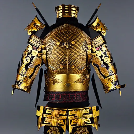 Image similar to gilded samurai armor set ornate intricate design in the style of aoi matsuri