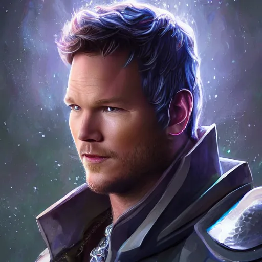 Image similar to close up portrait of chris pratt as a lich necromancer, made by carvaggio, stanley artgerm lau, wlop, rossdraws, artstation, cgsociety, concept art, cgsociety, octane render, trending on artstation, artstationhd, artstationhq, unreal engine, 4 k, 8 k