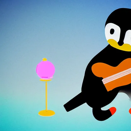 Prompt: pingu playing guitar, music festival, photorealistic