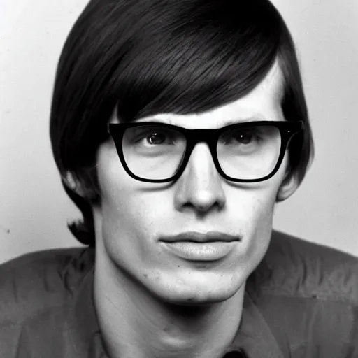 Prompt: A photograph portrait of Jerma985 with short-medium length hair with bangs wearing late 1960s menswear and glasses in the late 1960s, taken in the early 1960s, grainy, taken on a 1960s Kodak Camera, realistic, hyperrealistic, very realistic, highly detailed, very detailed, extremely detailed, detailed, digital art, trending on artstation, colorized photo