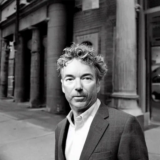 Image similar to Senator Rand Paul as a disheveled homeless man. CineStill