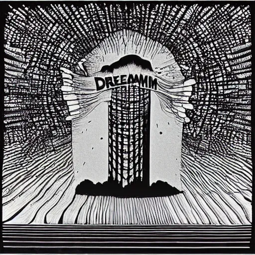 Image similar to You\'ve been dreamin\' Come with me I\'ll help you wake up, radiohead album art cover, by Stanley Donwood