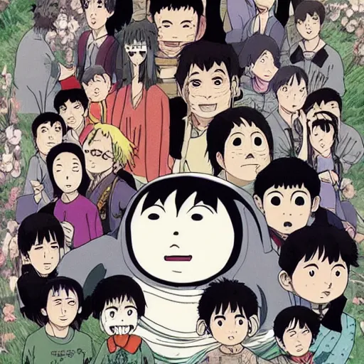 Image similar to studio ghibli in the style of junji ito