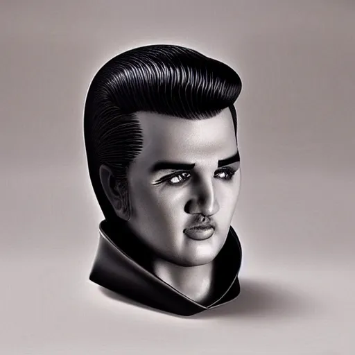 Image similar to toilet bowl that resembles elvis presley to an uncanny degree, ceramic elvis head that you can use as a toilet, interesting toilet design shape