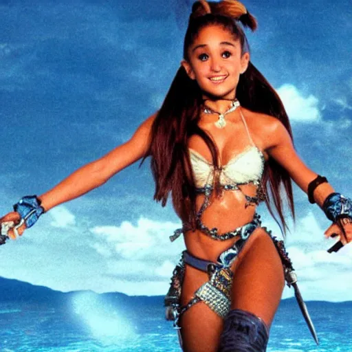 Image similar to A still of Ariana Grande in Waterworld (1995)