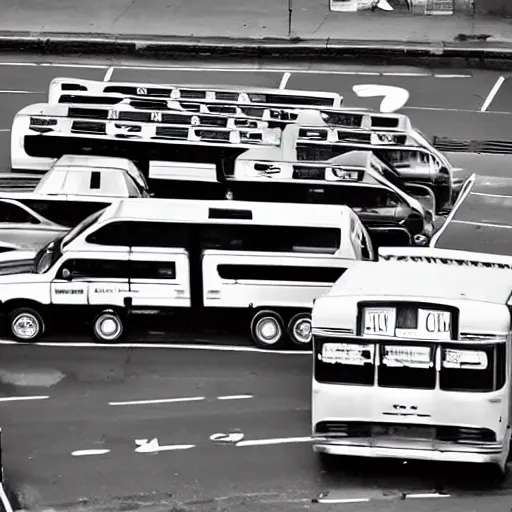 Image similar to car surrounded by busses