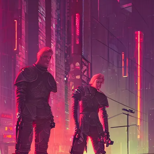 Image similar to jaime lannister and brienne of tarth fighting against a horde of neon zombies, cyberpunk art by james gilleard, cgsociety, retrofuturism, synthwave, retrowave, outrun