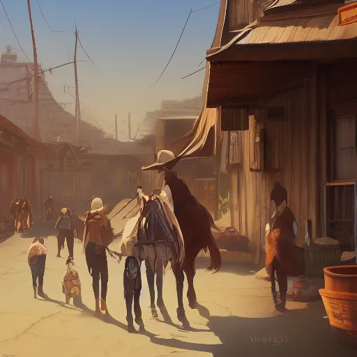 Image similar to a digital painting of an old western town, concept art by Makoto Shinkai, cg society contest winner, photorealism, 2d game art, concept art, matte painting