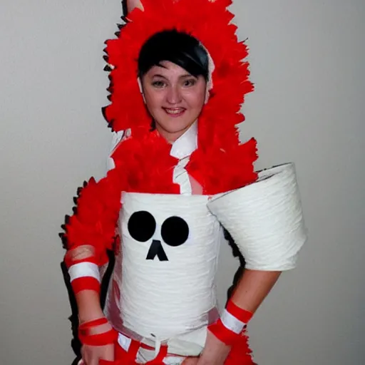 Image similar to creative costume made with toilet paper