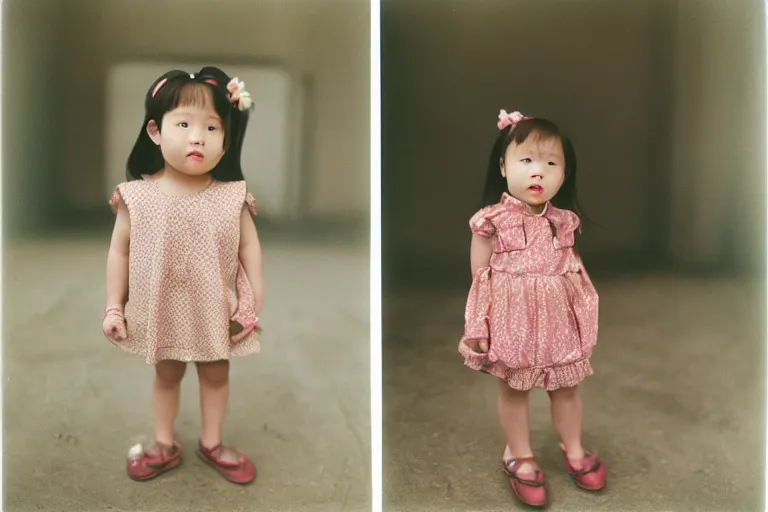 Prompt: a full body portrait of a Chinese-German girl, three years old, medium format camera