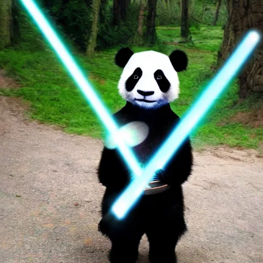 Image similar to panda as a jedi knight