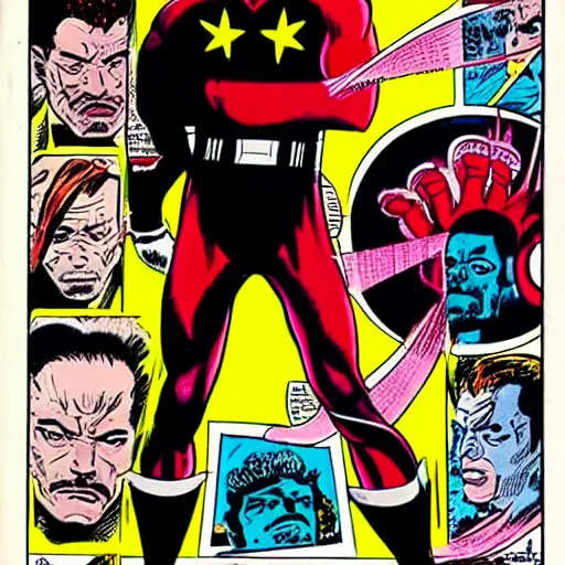 Image similar to Samuel L. Jackson as Tony Stark, comic book cover, art by Steve Ditko.