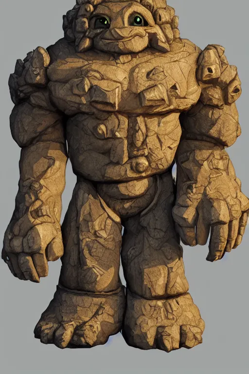 Image similar to zelda fantasy art giant golem troll wood rock greeble gemstone, global illumination ray tracing hdr fanart arstation by sung choi and eric pfeiffer and gabriel garza and casper konefal