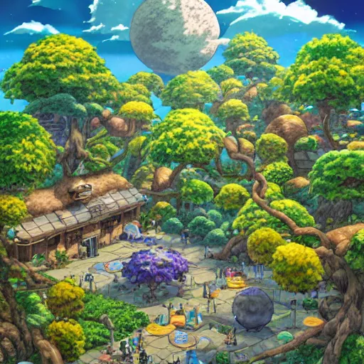 Image similar to photorealistic beautiful world of chrono trigger in the style of studio ghibli and tim white. hyperdetailed photorealism, 1 0 8 megapixels, amazing depth, glowing rich colors, powerful imagery, psychedelic overtones, 3 d finalrender, 3 d shading, cinematic lighting, artstation concept art