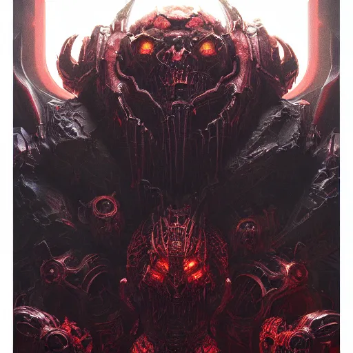 Image similar to a doom lord from doom eternal, intricate artwork by Tooth Wu and wlop and beeple. octane render, trending on artstation, greg rutkowski very coherent symmetrical artwork. cinematic, hyper realism, high detail, octane render