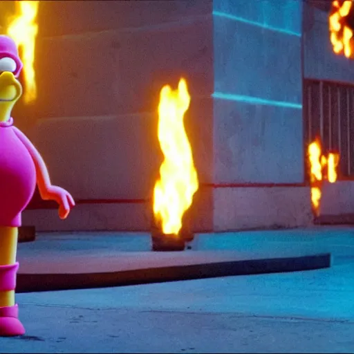 Image similar to a A still of Homer Simpson in Mandy 2018