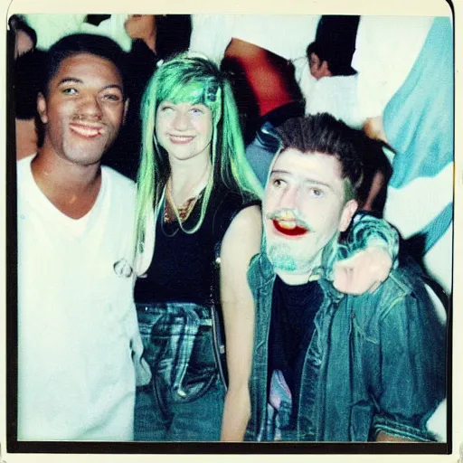 Prompt: a polaroid of a 9 0 s'party