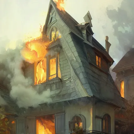 Prompt: ultra realistic illustration, a house on fire, highly detailed, digital painting, artstation, concept art, smooth, sharp focus, illustration, art by artgerm and greg rutkowski and alphonse mucha