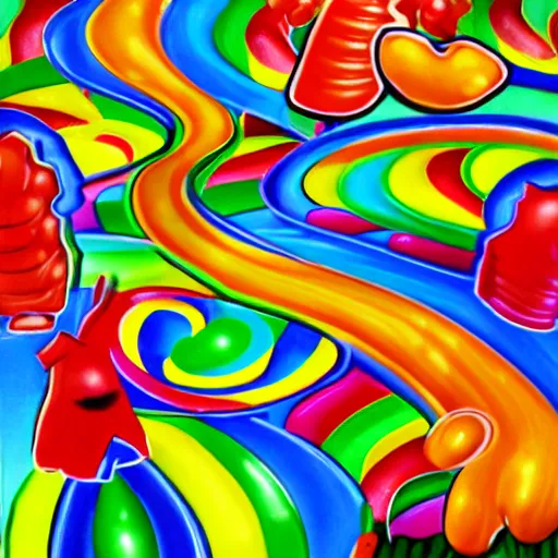 Image similar to candy land, expressionist