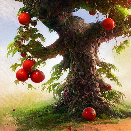 Image similar to tree that looks like fruits, made by stanley artgerm lau, wlop, rossdraws, james jean, andrei riabovitchev, marc simonetti, yoshitaka amano, artstation, cgsociety