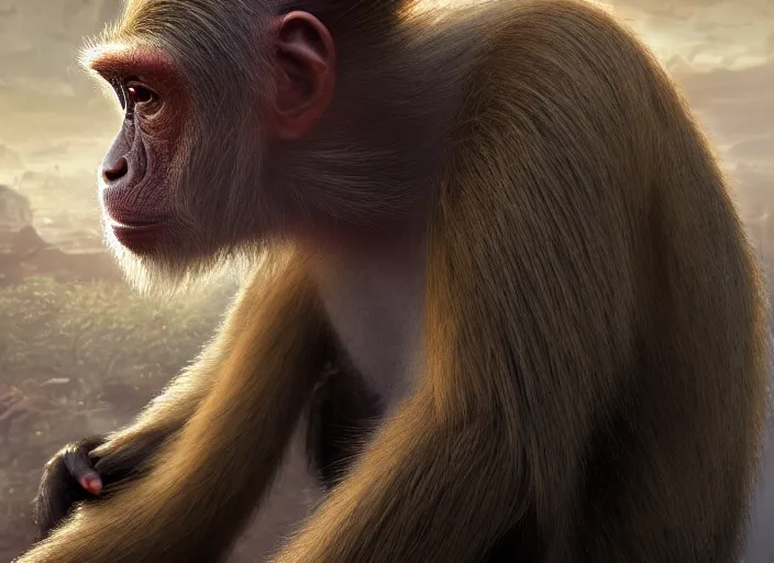 Prompt: a full head photoshot, detailed photograph of a dreaming warrior cyberpunk monkey in a distance landscape, photorealism ultradetailed digital art, irina french, heraldo ortega, mandy jurgens, golden ratio, art canvas, award winning, masterpiece trending on artstation 8 k 1 5 0 mpx, hasselblade wide shot