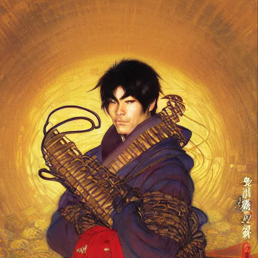 Image similar to a portrait of a male splinter ninja hamato yoshi in a red kimono in the sewers. furaffinity furry art detailed face painting by gaston bussiere craig mullins jc leyendecker gustav klimt artgerm greg rutkowski furry