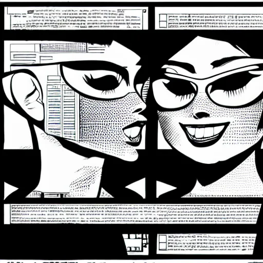 Image similar to twin sister models hacking into the mainframe of the pentagon, in the style of jamie hewlett and riyoko ikeda, black and white, photorealistic, epic, super cool