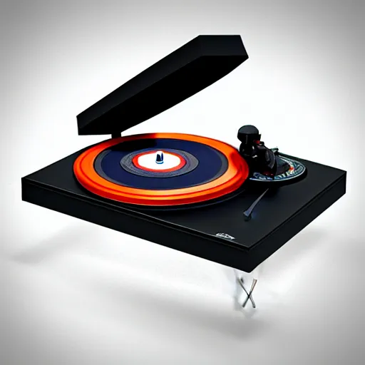 Prompt: a funny turntable with a needle on top of kiwi texture, a low poly render by blender guru, featured on polycount, computer art, sketchfab, rendered in maya, voxel art