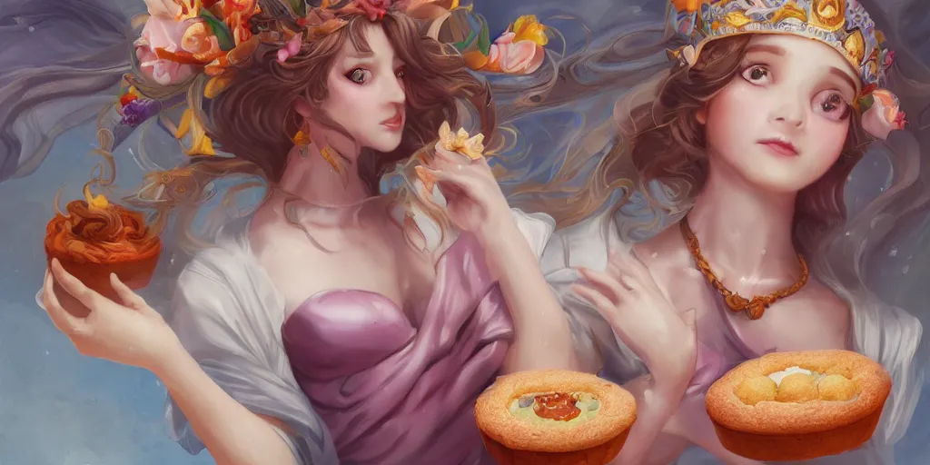 Image similar to the Goddess of Baked Goods, detailed digital art, trending on Artstation
