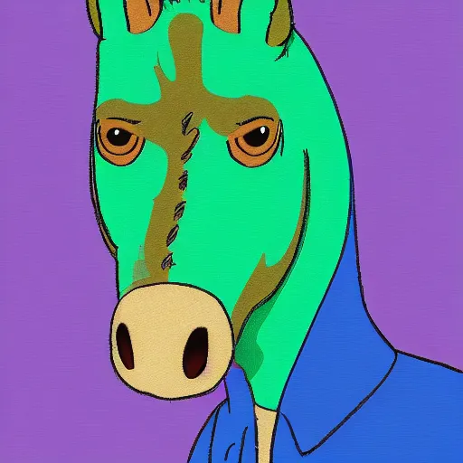 Prompt: bojack horseman style portrait of ross geller