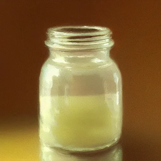 Image similar to White sticky goo in a jar, Greg Rutkowski