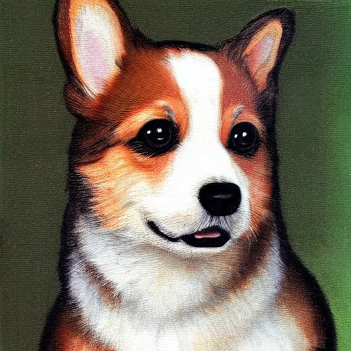 Image similar to corgi dog painting, leonardo da vinci style