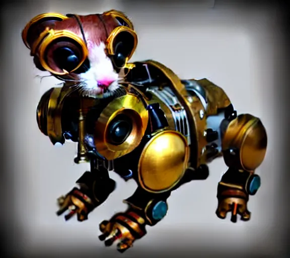 Image similar to futuristic steampunk ferret - shaped pet - robot, steampunk ferret - robot, borderlands - inspired ferret - shaped robot pet