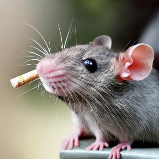 Prompt: a rat smoking a blunt,