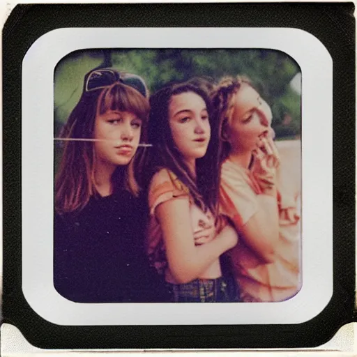 Image similar to teenagers smoking nostalgic polaroid