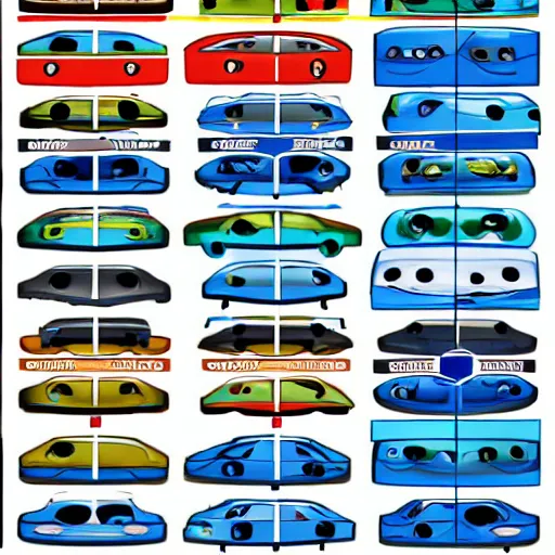 Prompt: Disney Pixar's Cars biology anatomy chart study