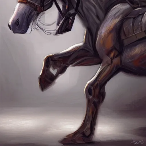 Prompt: a musclebound anthropomorphized horse with mountainous, bulging muscles, wearing a tight kevlar battle outfit in a corridor of a facility, equine, anthro art, furaffinity, highly detailed, digital painting, artstation, sharp focus, game art, concept art, illustration, art by artgerm, greg rutkowski, wlop