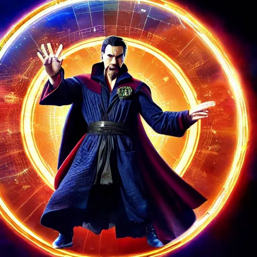 Image similar to dr. strange casting a shield spell in the metaverse