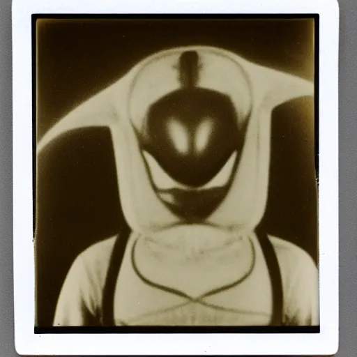 Prompt: polaroid photograph of portrait horrorific alien, 1 9 5 0