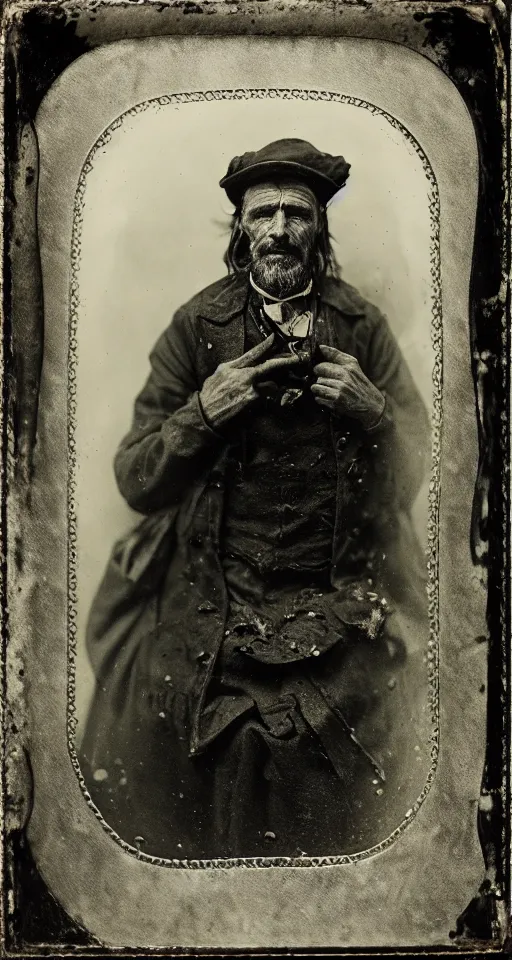 Image similar to a highly detailed wet plate photograph, a portrait of an alchemist