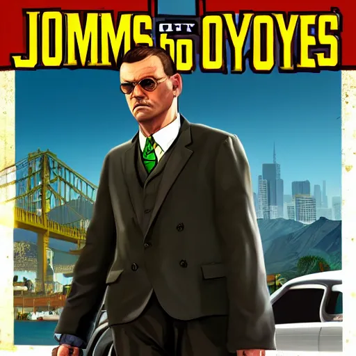 Image similar to James Joyce GTA V cover art