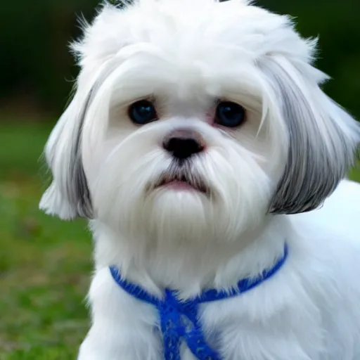 Prompt: Blue Eyes White Dragon as a Shih Tzu