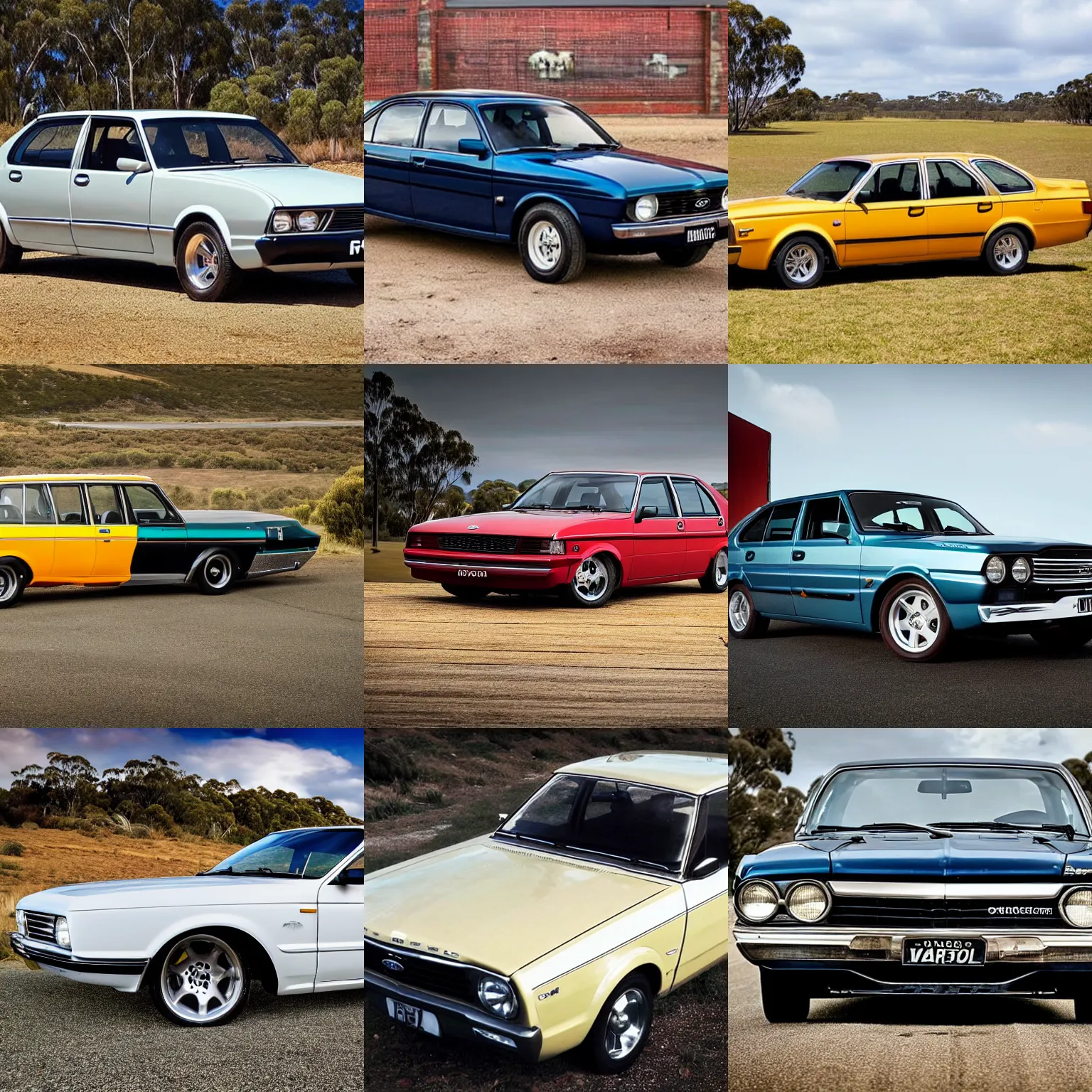 Prompt: award winning photo of an australian ford fg falcon sedan