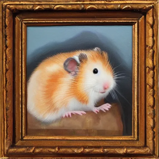 Prompt: oil painting of a king hamster