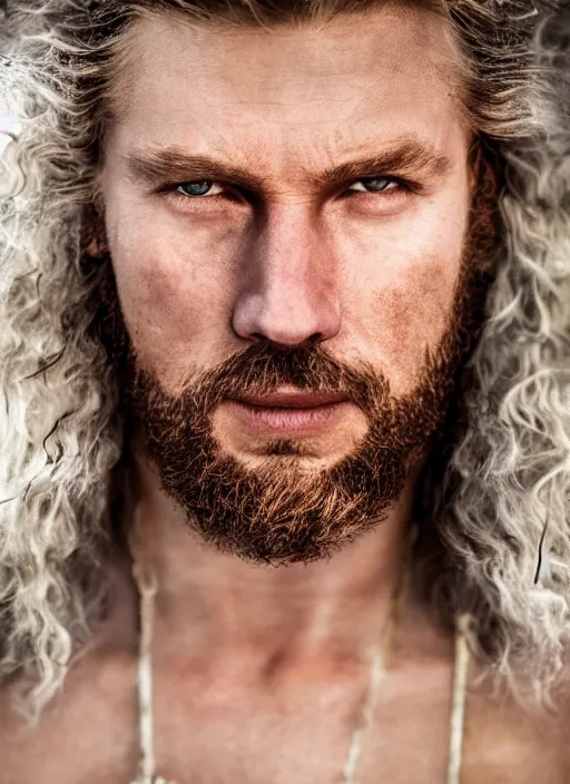 Prompt: closeup portrait of Valiant Thor, depth of field, zeiss lens, detailed, symmetrical, centered, fashion photoshoot, by Annie Leibovitz and Steve McCurry, David Lazar, Jimmy Nelsson, Breathtaking, 8k resolution, extremely detailed, beautiful, establishing shot, artistic, hyperrealistic, beautiful face, octane render