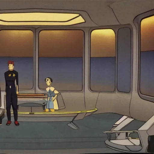 Image similar to movie still from star trek : deep space nine, studio ghibli